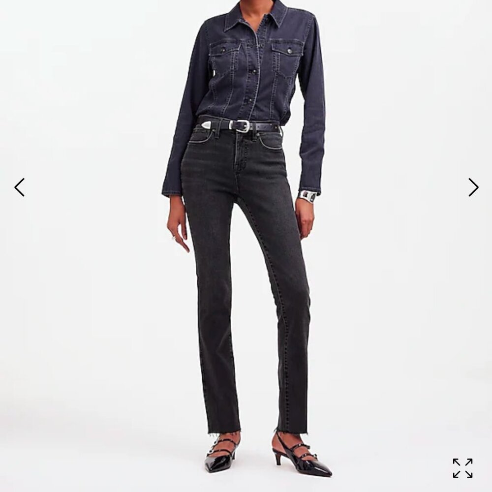 Madewell Tall 29 Mid-Rise Stovepipe Jeans in Armand Wash: Raw-Hem Edition